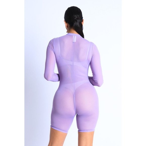 Women Sexy See Through Sheer Mesh Zip Up Bodysuit Jumpsuit Club Party Romper - Picture 7 of 12